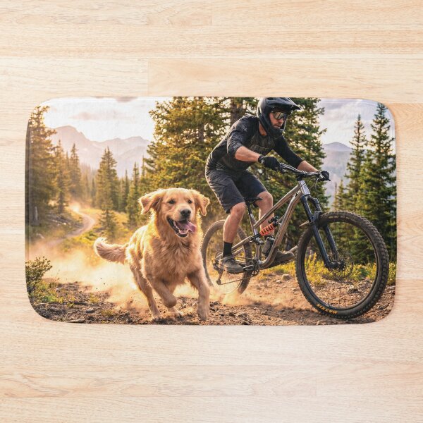 Item preview, Trail Dog and Downhill MTB Rider – Riding Wild Alpine Singletrack. designed and sold by Hinson MTB Visuals.