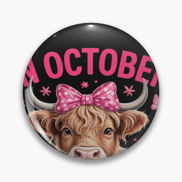 Item preview, Highland Cow In October We Wear Pink Breast Cancer Awareness designed and sold by katherintration.