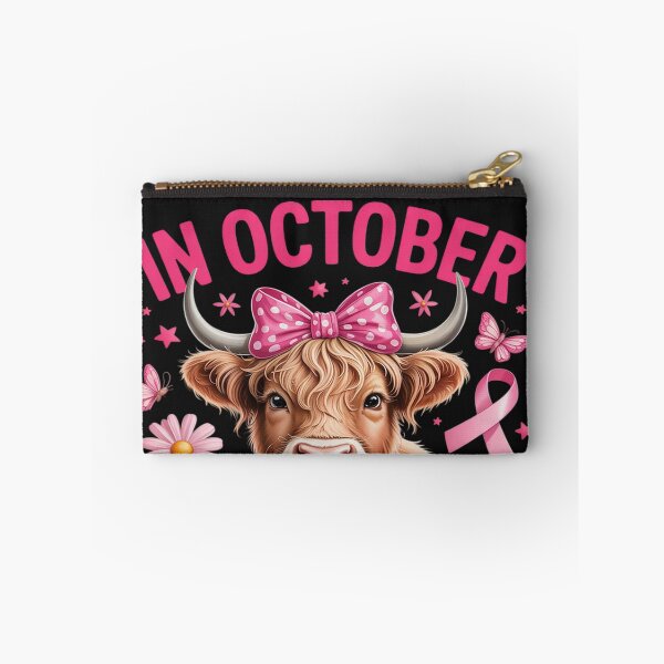 Item preview, Highland Cow In October We Wear Pink Breast Cancer Awareness designed and sold by katherintration.