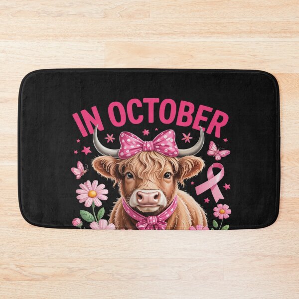 Item preview, Highland Cow In October We Wear Pink Breast Cancer Awareness designed and sold by katherintration.