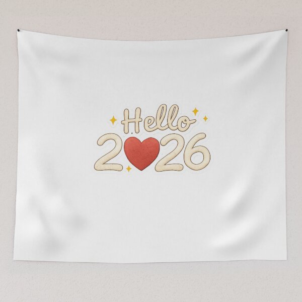 Item preview, Hello 2026 Heart Embroidery Sticker | New Year Aesthetic designed and sold by Gurjeetpixelart.