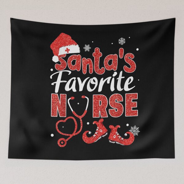 Item preview, Favorite Nurse Christmas Glitter Typography With Stethoscope And Elf Shoes Art designed and sold by LittleNhutton.