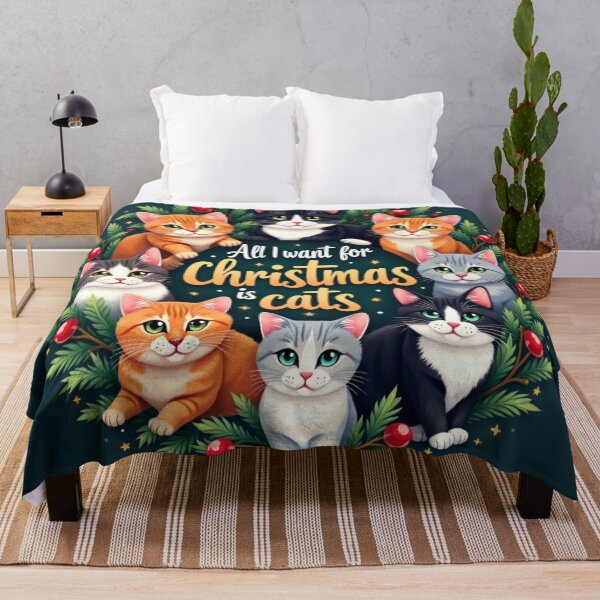 Item preview, All I Want for Christmas Is More Cats – Cute Cat Wreath Design 5 designed and sold by TroyTheTerrific.