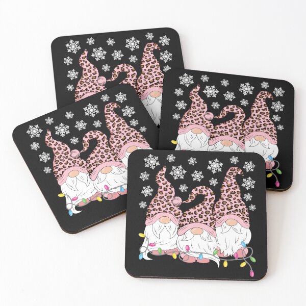 Item preview, Cute Christmas Gnomes Wearing Pink Leopard Print Hats And Holiday Lights designed and sold by Serene woods.