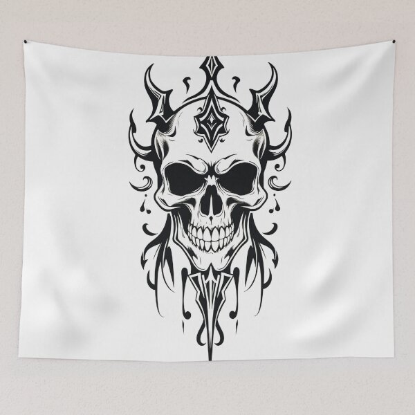 Item preview, Dark Ornamental Skull Art – Gothic Minimal Skull Illustration designed and sold by SkullVibe Collective.