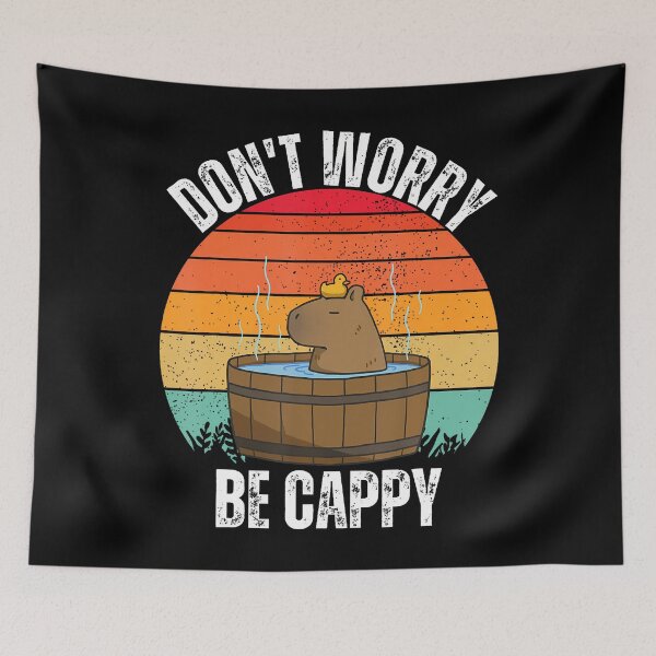 Item preview, Don't Worry Be Cappy Funny Retro Sunset Capybara designed and sold by RylynKaub86.