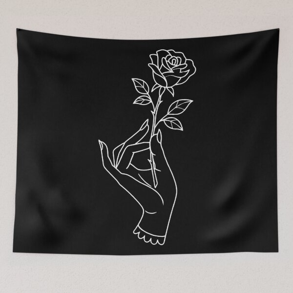 Item preview, Minimalist Gothic Rose Hand Line Art designed and sold by Mouraludia.