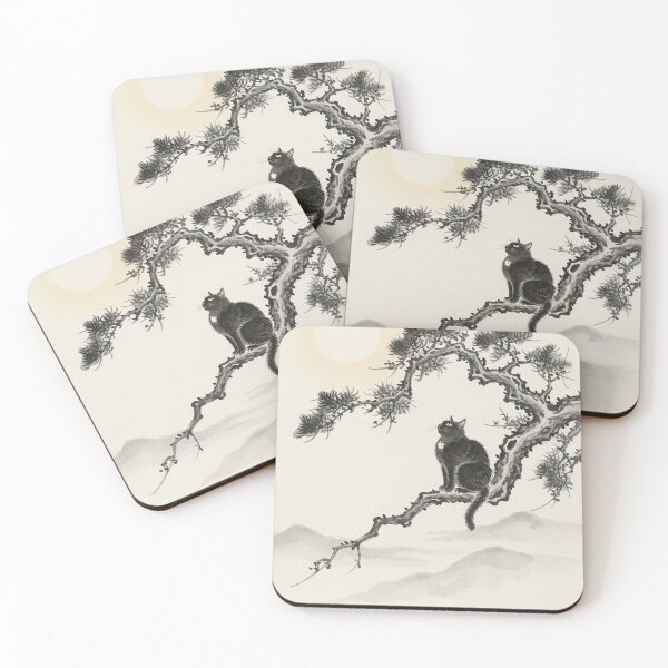 Item preview, Moonlight Observer - Traditional Japanese Sumi-e Black Cat Art designed and sold by nori0711.