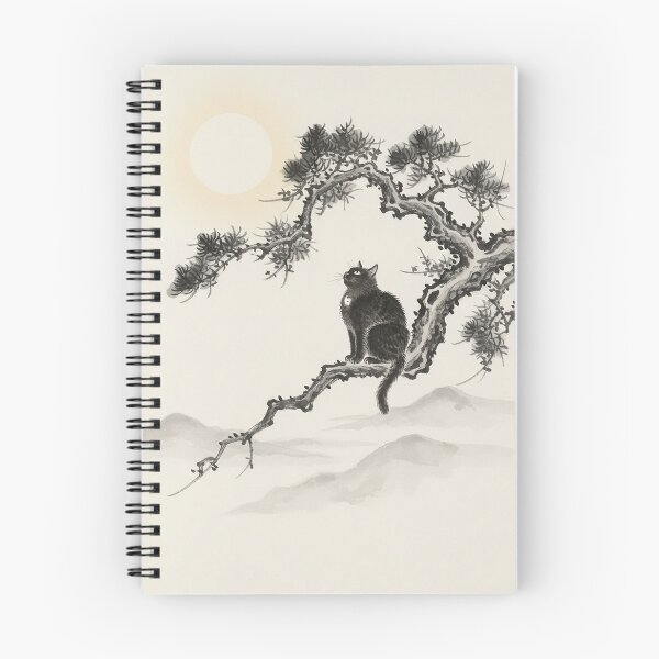 Item preview, Moonlight Observer - Traditional Japanese Sumi-e Black Cat Art designed and sold by nori0711.