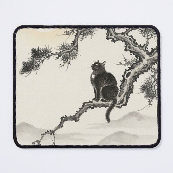 Item preview, Moonlight Observer - Traditional Japanese Sumi-e Black Cat Art designed and sold by nori0711.