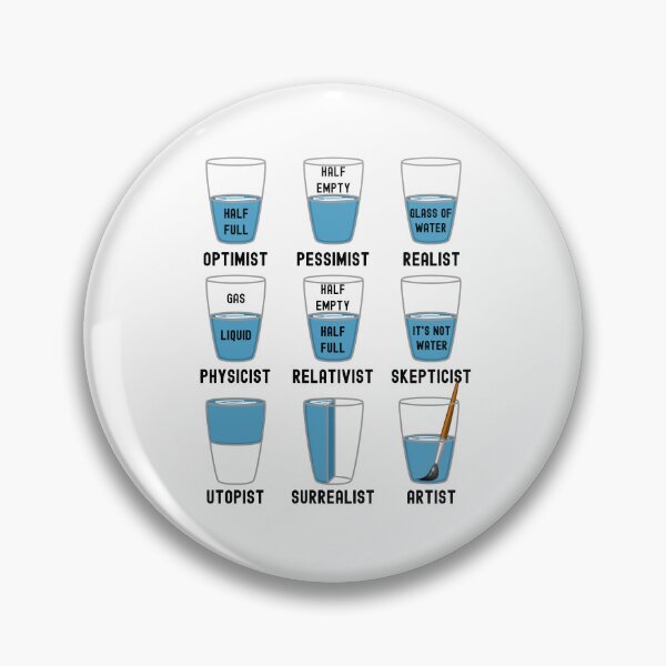 Item preview, Funny Nerdy Optimist Pessimist Realist Physicist Relativist Skepticist Utopist Surrealist Artist Glass of Water Black Text designed and sold by MathWare MathClips.