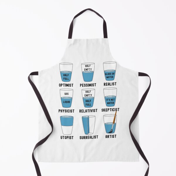 Item preview, Funny Nerdy Optimist Pessimist Realist Physicist Relativist Skepticist Utopist Surrealist Artist Glass of Water Black Text designed and sold by MathWare MathClips.