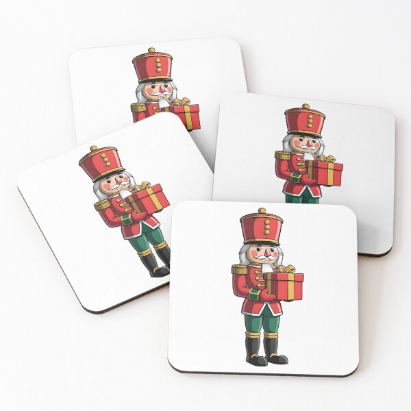 Item preview, Nutcracker Toy Soldier Holding Gift Box Cute Holiday Sticker Illustration designed and sold by BankMano.