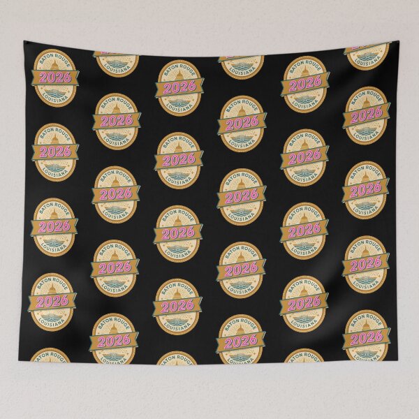 Item preview, Baton Rouge 2026 Retro Travel Badge Design - Vintage Louisiana Capitol and River Waves designed and sold by FestivityFinds.