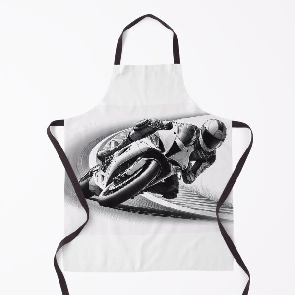 Item preview, Full Lean Motorcycle Racing Art – Black & White Sportbike Speed Illustration designed and sold by TajSprinklz.