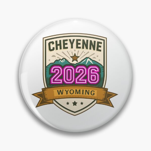 Item preview, Cheyenne 2026 Retro Travel Badge Design - Vintage Mountain and Star Illustration designed and sold by FestivityFinds.
