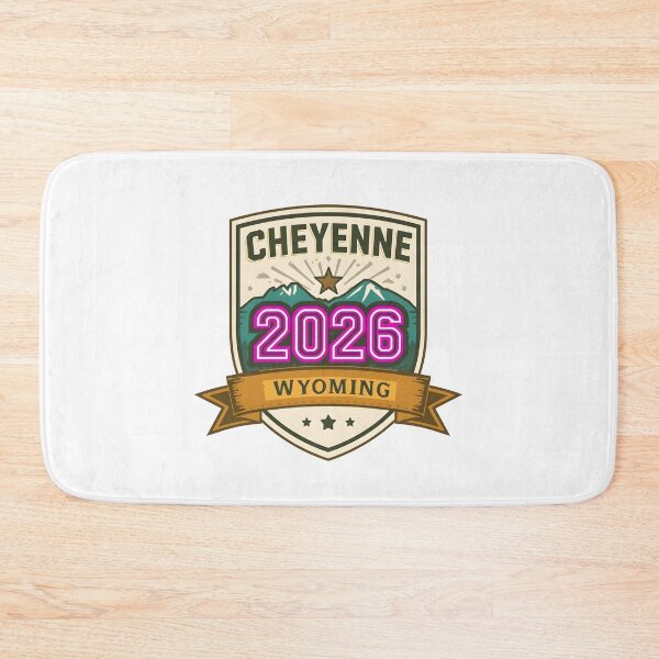 Item preview, Cheyenne 2026 Retro Travel Badge Design - Vintage Mountain and Star Illustration designed and sold by FestivityFinds.