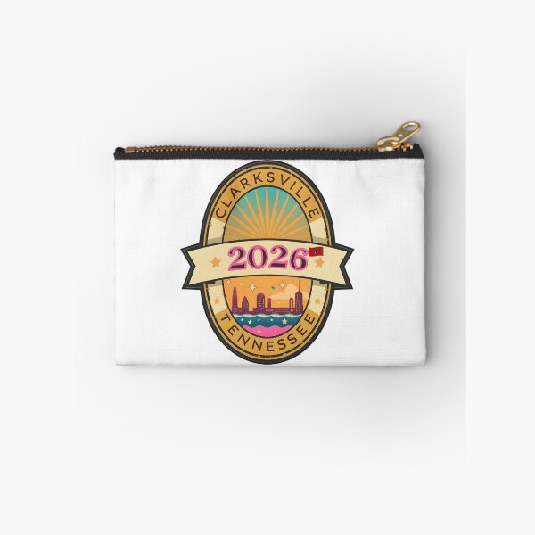 Item preview, Clarksville 2026 Retro Travel Badge Design - Vintage Tennessee Skyline and Sunset Graphic designed and sold by FestivityFinds.