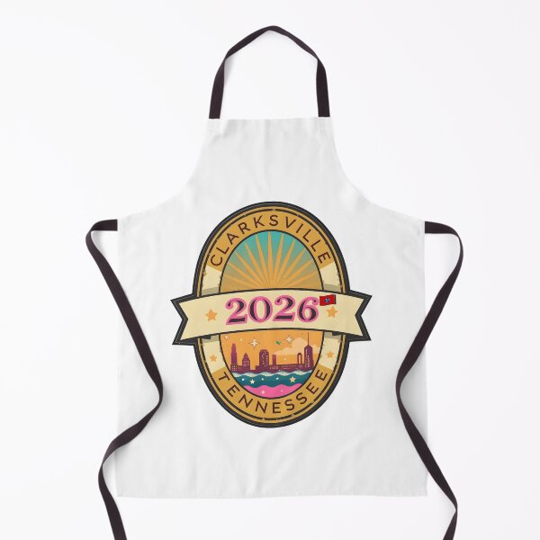 Item preview, Clarksville 2026 Retro Travel Badge Design - Vintage Tennessee Skyline and Sunset Graphic designed and sold by FestivityFinds.