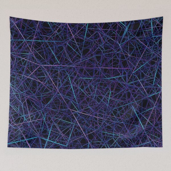 Item preview, Neon Wireframe Network Mesh on Dark Background designed and sold by Kaleidoscope Print.