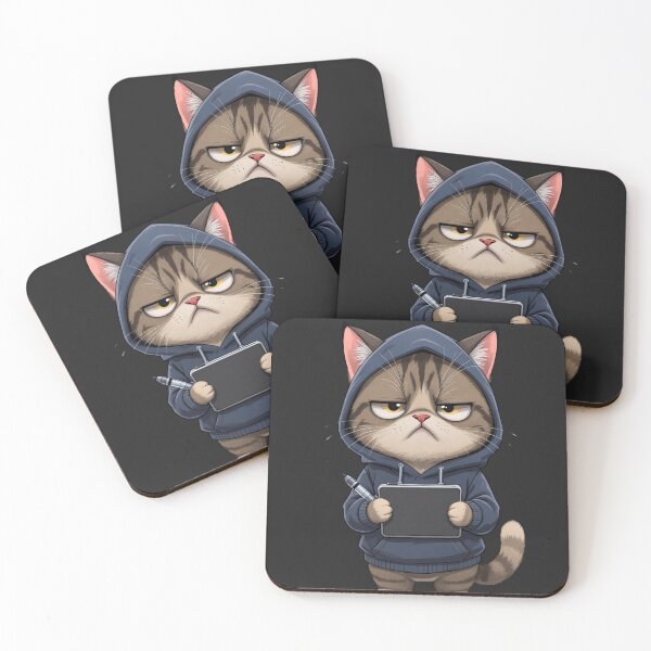 Item preview, Freelance Artist Cat | Funny Chibi Creative Cat with Tablet designed and sold by ColorSplash123.