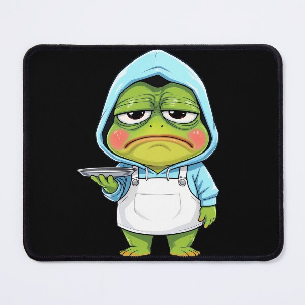 Item preview, Tired Service Worker Frog | Funny Chibi Frog Job Burnout designed and sold by ColorSplash123.