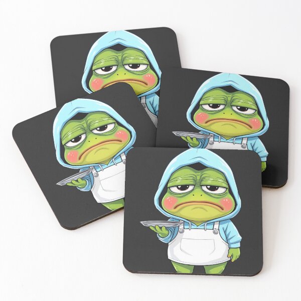 Item preview, Tired Service Worker Frog | Funny Chibi Frog Job Burnout designed and sold by ColorSplash123.