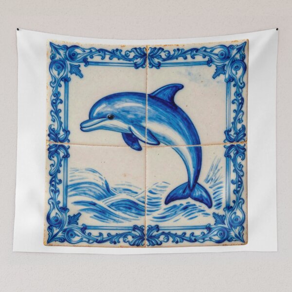 Item preview, Portuguese Azulejo Dolphin Tile designed and sold by vivaportugalstore.