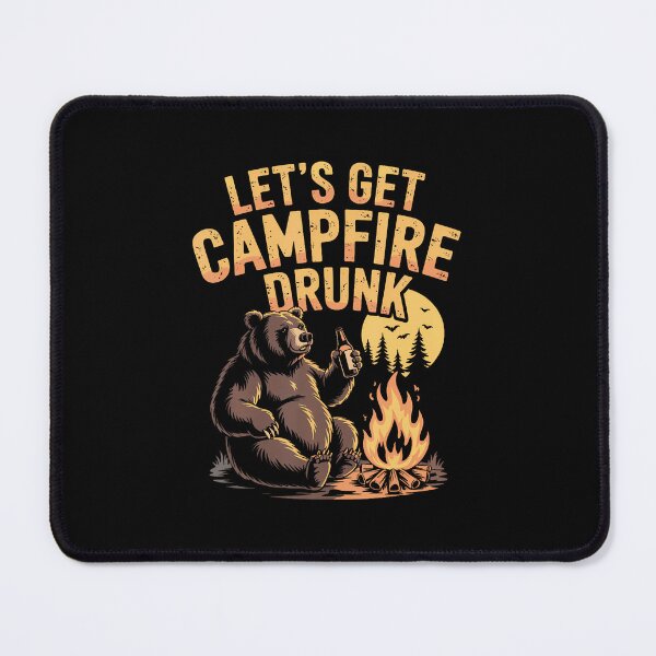 Item preview, Lets Get Campfire Drunk Funny Camping Bear Drinking Vintage designed and sold by charitashmoqs.