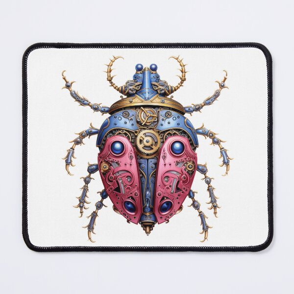 Item preview, Steampunk Beetle Sticker – Pink & Blue Fantasy Design designed and sold by Pet-DeLish.