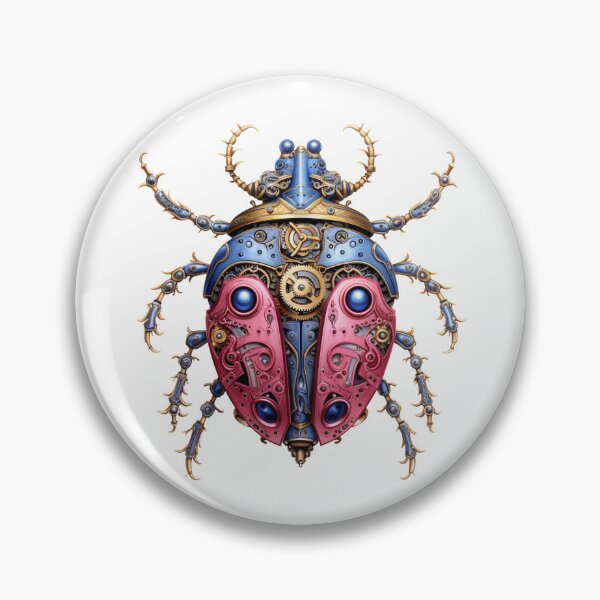 Item preview, Steampunk Beetle Sticker – Pink & Blue Fantasy Design designed and sold by Pet-DeLish.