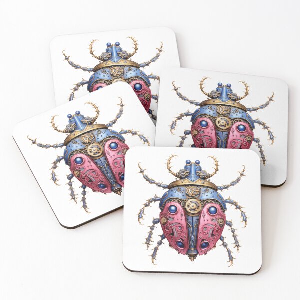 Item preview, Steampunk Beetle Sticker – Pink & Blue Fantasy Design designed and sold by Pet-DeLish.
