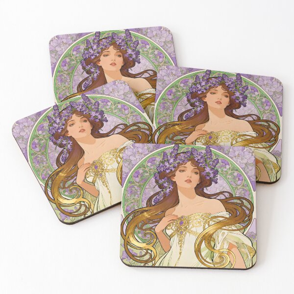 Item preview, Art Nouveau Woman Adorned With Lavender Flowers designed and sold by Glimmersmith.