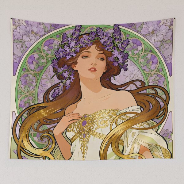 Item preview, Art Nouveau Woman Adorned With Lavender Flowers designed and sold by Glimmersmith.