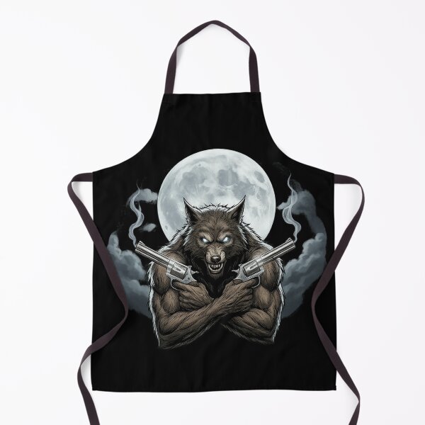 Item preview, Badass Werewolf Gunslinger - Dual Smoking Revolvers & Full Moon designed and sold by Gothic Fantasy.