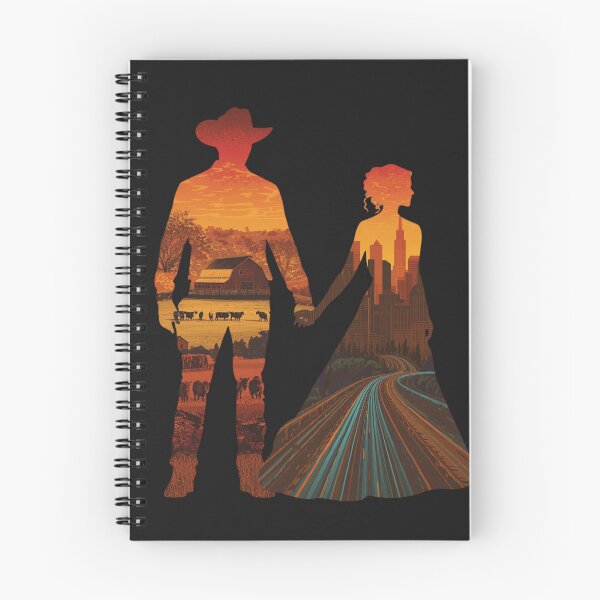 Item preview, Country Meets City Couple Silhouette Art, Rural Urban Love Sunset Print, Opposites Attract Wall Decor designed and sold by TitanRN.