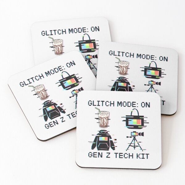 Item preview, Glitch Mode Design Featuring Gen Z Tech Kit with Pixel Hoodie, Camera, Tote, and Milkshake designed and sold by SplashTastic.