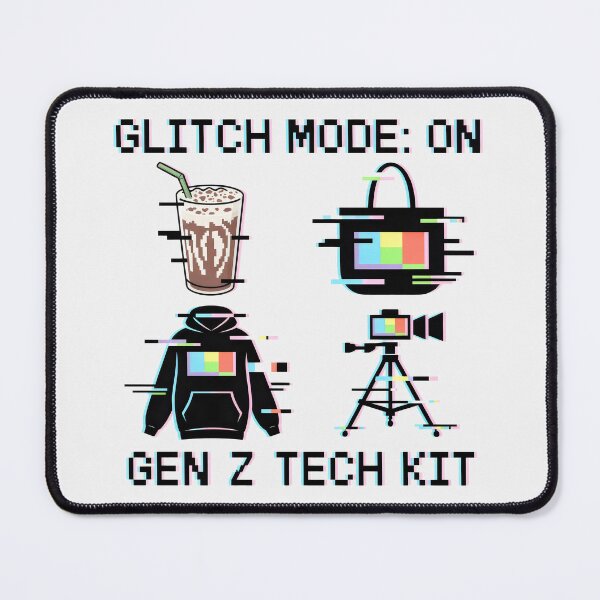 Item preview, Glitch Mode Design Featuring Gen Z Tech Kit with Pixel Hoodie, Camera, Tote, and Milkshake designed and sold by SplashTastic.