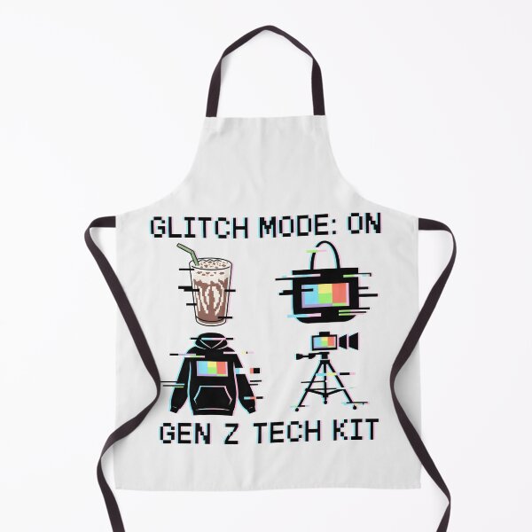 Artikelvorschau, Glitch-Mode-Design mit Gen-Z-Tech-Kit, bestehend aus Pixel-Hoodie, Kamera, Tragetasche und Milchshake entworfen und verkauft von SplashTastic.