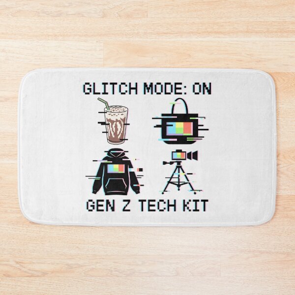 Item preview, Glitch Mode Design Featuring Gen Z Tech Kit with Pixel Hoodie, Camera, Tote, and Milkshake designed and sold by SplashTastic.