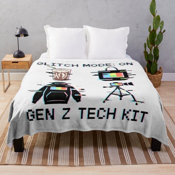 Item preview, Glitch Mode Design Featuring Gen Z Tech Kit with Pixel Hoodie, Camera, Tote, and Milkshake designed and sold by SplashTastic.