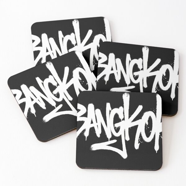 Item preview, Bangkok Graffiti Tag - White Spray Paint Street Art, Bangkok Urban Streetwear - Edgy Spray Paint Typography designed and sold by Thai-Era-Shop.