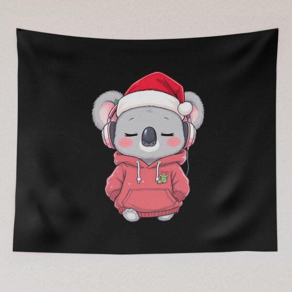 Item preview, Sleepy Kawaii Koala Listening to Christmas Music | Cute Chibi Holiday Koala designed and sold by ColorSplash123.