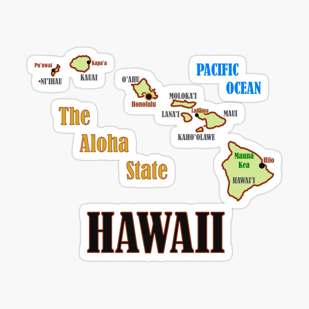 Hawaii State Map Poster