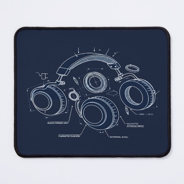 Item preview, Headphones Blueprint - Audiophile Tech Schematic designed and sold by Dakson Design - Fantasy Art.