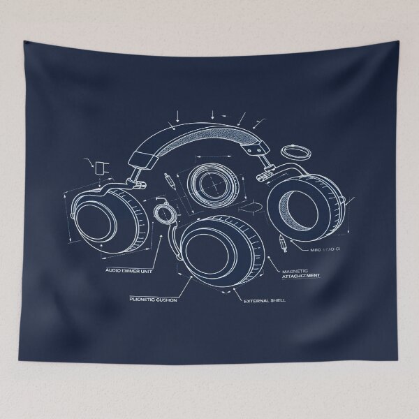 Item preview, Headphones Blueprint - Audiophile Tech Schematic designed and sold by Dakson Design - Fantasy Art.