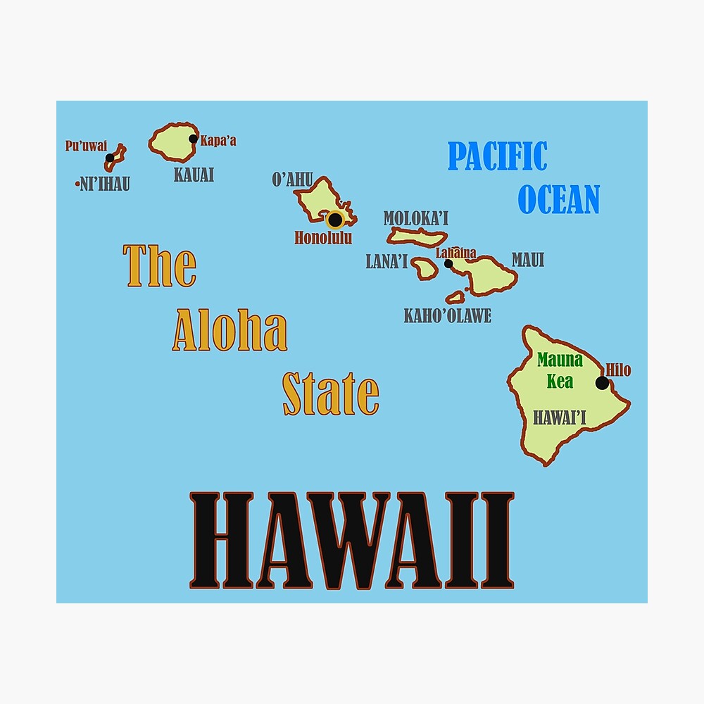 Hawaii State Map Poster