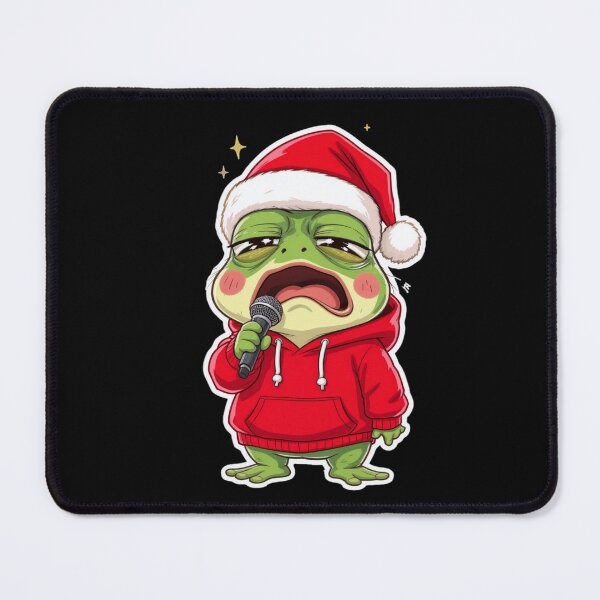 Item preview, Cringe Karaoke Frog | Funny Kawaii Christmas Singing Frog designed and sold by ColorSplash123.
