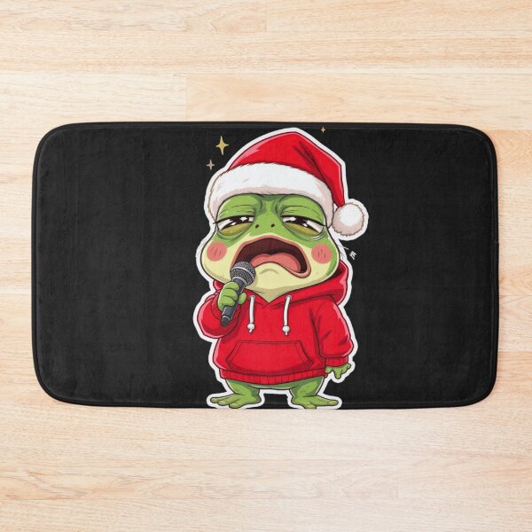 Item preview, Cringe Karaoke Frog | Funny Kawaii Christmas Singing Frog designed and sold by ColorSplash123.