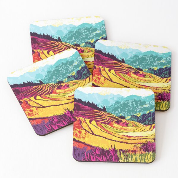 Item preview, Rice Paddies Asian Landscape Nature Minimalist Art Illustration designed and sold by LVTFCOarts.
